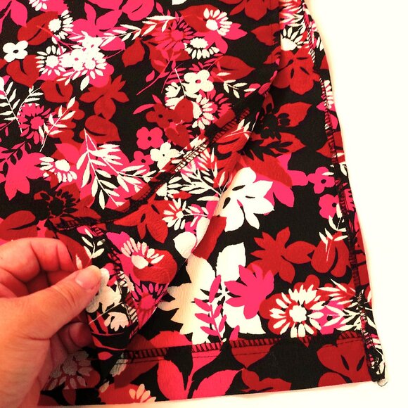 Vintage Long Pencil Skirt MEDIUM Red-Pink Floral Print summer skirts - Picture 4 of 5